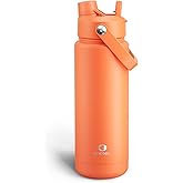 ENCOOL Insulated Water Bottle with Straw Stainless Steel Water Bottle, Leak-Proof, BPA-Free, Double Wall Vacuum Keeps Cold for 24 Hours for Sports, Travel, School (32 oz, Moderate Orange)