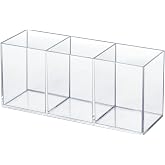 elysolpluv Clear Acrylic Silverware &amp; Pen Organizer Caddy, Transparent Plastic Silverware Holder, Perfect for Office, Bedroom, and Bathroom Storage