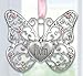 BANBERRY DESIGNS Butterfly Ornament - Silver Filigree Butterfly with Pink Crystals - Engraved with Mom on the Heart Charm - 3