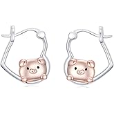 Lypic Animal Earrings 925 Sterling Silver Animal Heart Hoop Dangle Earrings Cute Animal Earrings Jewelry Gifts for Women
