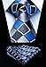 HISDERN Ties for Men Blue Plaid Tie and Pocket Square Set Classic Woven Mens Extra Long Neckties Handkerchief Formal Silk Checkered Necktie for Working or Business