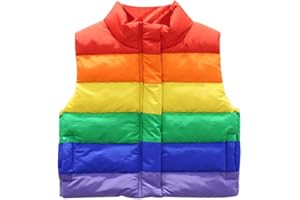 Mud Kingdom Girls Boys Puffer Vest Rainbow Stripes Stand Collar Sleeveless Jacket 2-9 Outerwear Years