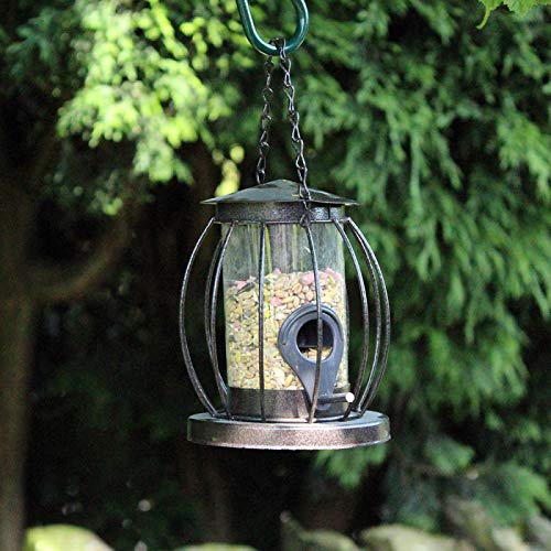 Garden Mile Small Metal Bird Feeders Hanging Decoration Hammertone Bird Seed Feeder Durable Weather Resistant Perfect For Garden Patio Outdoors Wildlife Feeders