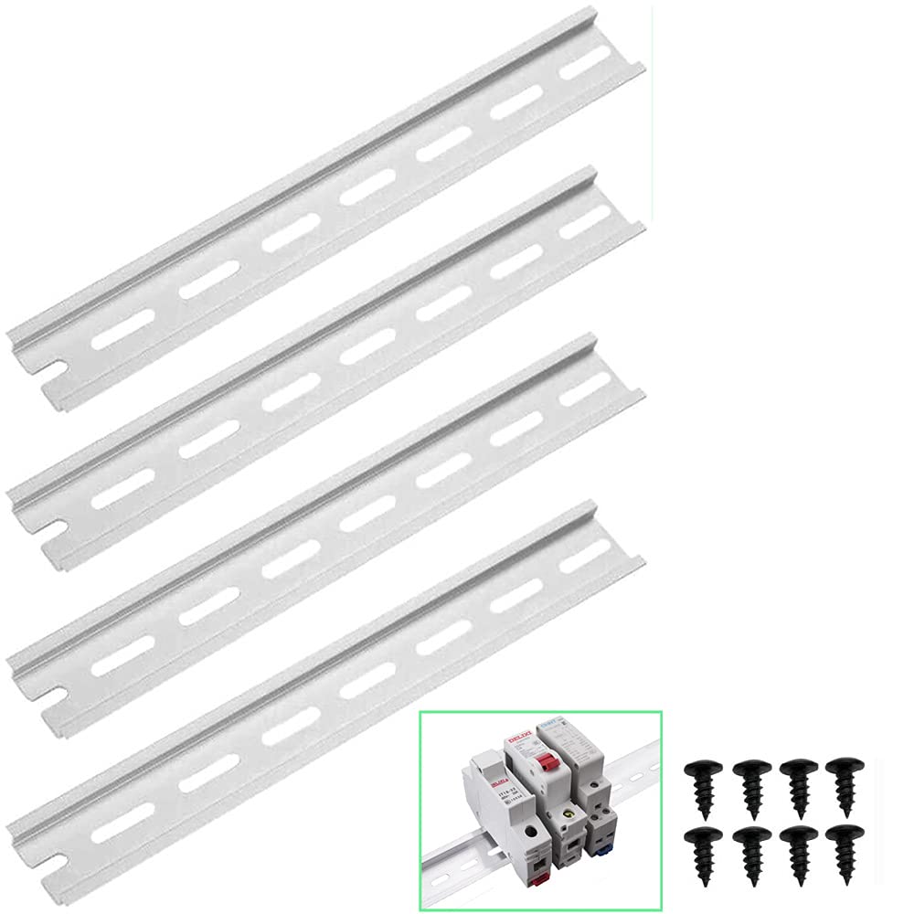 Greluma 4 Pcs DIN Rail,Aluminum DIN Rail for Distribution Cabinet Installation in Control Cabinet(3.5cm/1.38" Wide,20cm/8" Long,0.75cm/0.3" High)