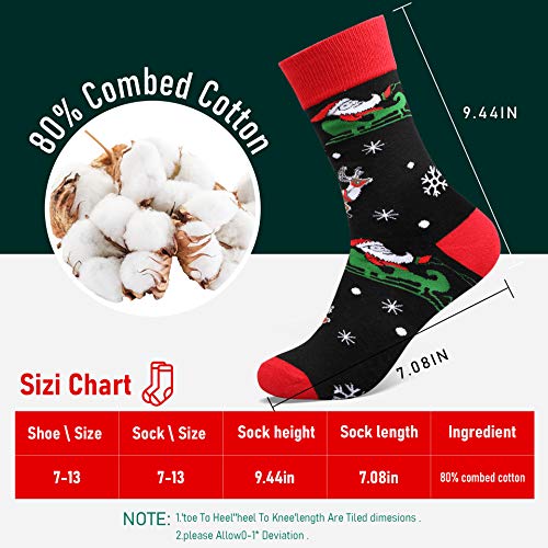 Mens Christmas Socks Funny Crew Socks for Men&Women Colorful Novelty Patterned Socks 6 Pairs US 7-13