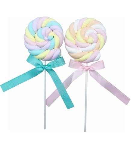 HOLIDYOYO 2pcs Giant Lollipop Props - Simulation Foam Candy Photo Prop For Cosplay, Clown, Party Decor (Blue)