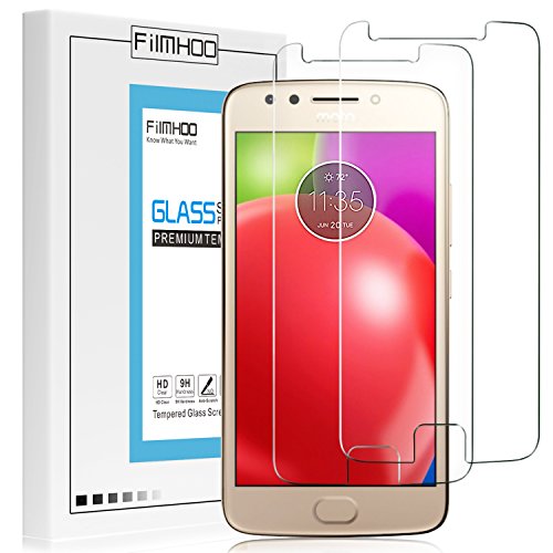 FilmHoo [2-Pack] Motorola Moto E4 Glass Screen Protector(Don't Fit for Moto E4 Verizon Tempered Glass Screen Protector for Moto E (4th Generation) with Lifetime Replacement Warranty