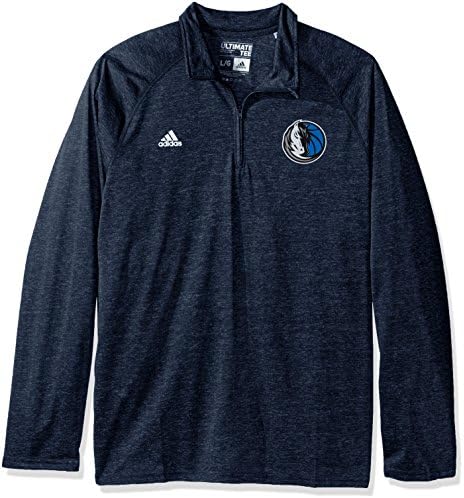 NBA Dallas Mavericks Men's Climalite Ultimate Long Sleeve 1/4 Zip Left Chest Logo Jacket, Navy, 4X-Large