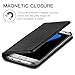 Galaxy S7 Edge Case, SHIELDON Genuine Leather Wallet Case Carry-all Flip Book Case with Stand Feature & ID Credit Card Slots [Magnetic Closure] for Samsung Galaxy S7 Edge, Black
