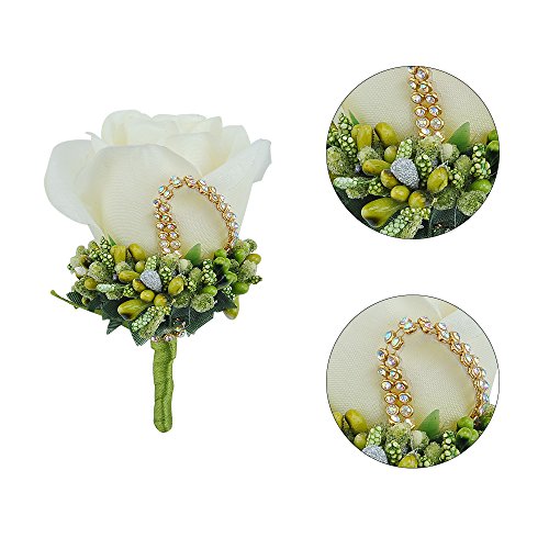 YSUCAU RoseÂ Silk CorsageÂ /Â Boutonnieres,Â HandmadeÂ Groom Groomsman Best Man Wedding Flowers,Â DIY Flowers for Wedding Prom Party (Gift Box Of 4)