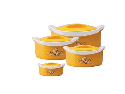 Milton Casserole Plastic and Steel Marvel - Set of 4 (500/1000/1500/2500ml, Yellow)