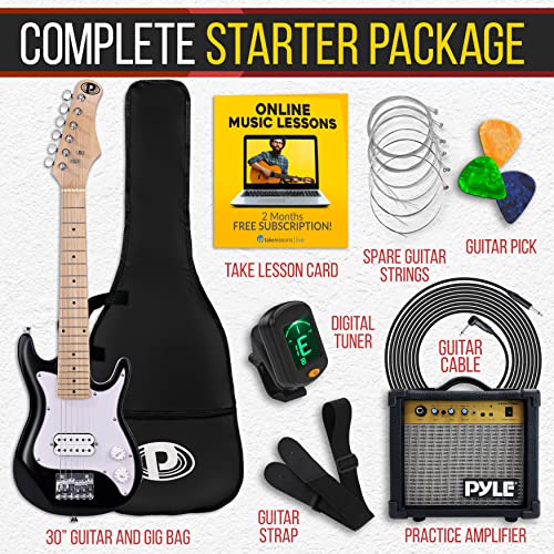 Pyle Kids Electric Guitar Starter Kit with Amplifier, 30” Mini