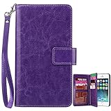 iPhone 5S Case, iPhone SE Case, BENTOBEN Wallet PU Leather Protective Magnetic Folio Flip Cover Credit Card Slots Cash Holder Wrist Strap Case for Apple iPhone 5 5S SE, Purple