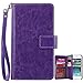 iPhone 5S Case, iPhone SE Case, BENTOBEN Wallet PU Leather Protective Magnetic Folio Flip Cover Credit Card Slots Cash Holder Wrist Strap Case for Apple iPhone 5 5S SE, Purple