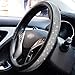 FEENM Steering Wheel Cover Bling Bling Rhinestones Crystals Car Handcraft Steering Wheel Covers Leather for Girls Black