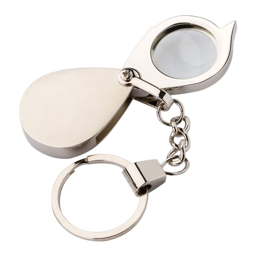 EXCEART Magnifying Glass Keychain 15x Handheld Pocket Magnifier Small Folding Hand Held Magnifier for Reading Coins Hobby Travel