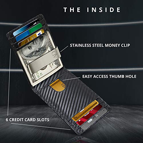 Slim Bifold Wallets For Men - Money Clip Wallet RFID Front Pocket Leather Thin Minimalist Mens Wallet Credit Card Holder