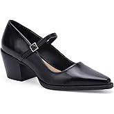 Beast Fashion Women's Mary Jane Heeled Shoes Chunky Block Heel Pumps Pointed Toe Heels Dress Wedding Party Shoes