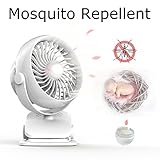 Clip on Fan, Cool Breeze Designing, Mosquito Repellent, USB or 2600mAh Rechargeable Battery Operated Fan Small Desk Fan with 4 Speed and 360° Rotation for Table, Office, Camping, Dorm, Baby Stroller