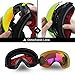 FGN Ski Goggles for Men Women with UV Protection Anti-fog Detachable Lens, Snowmobile Snowboard Skate OTG Goggles Helmet Compatible , Black