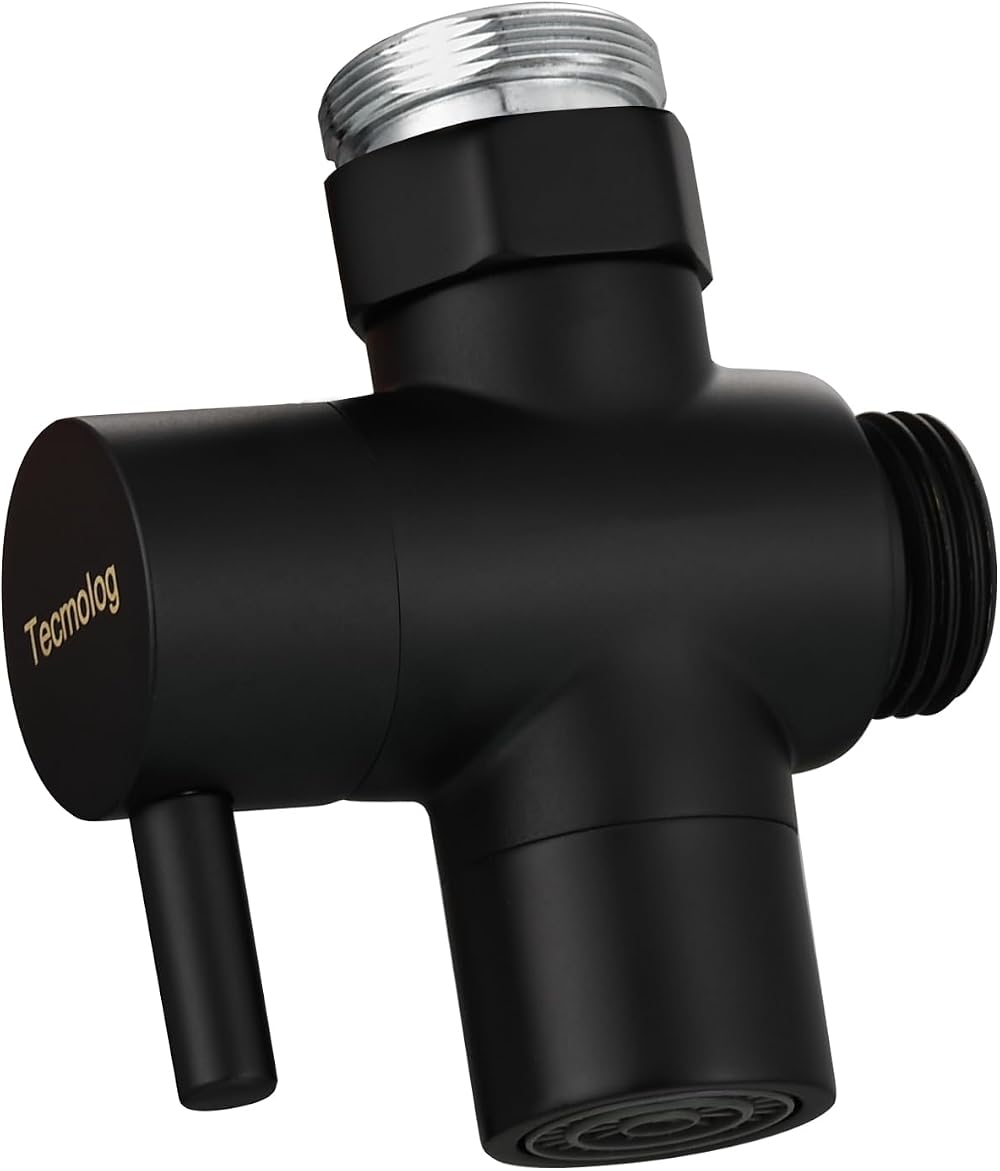 Tecmolog Brass Faucet Diverter Valve with Aerator M22 to M24 Adapter Black