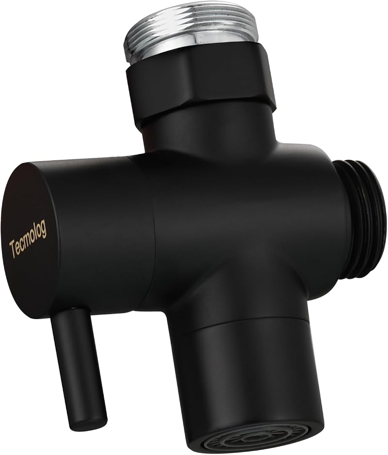 Tecmolog Brass Faucet Diverter Valve with Aerator M22 to M24 Adapter Black
