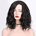 ENTRANCED STYLES Short Black Wig Bob Curly Wig for Women Synthetic Wigs for Girls Natural Wig with Side Parting Heat Resistant Fiber