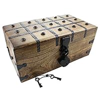 Wooden Pirate Treasure Chest Box 14 x 8 x 6 Includes Iron Lock Trunk Skeleton Keys By Well Pack Box ...