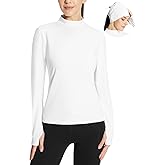 baleaf Women's Thermal Long Sleeve Shirts Fleece Mock Neck Top Warm Undershirts with Detachable Neck Gaiter Thumbholes