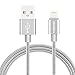 [Apple MFi Certified] 8-Pin Lightning to USB Cable (3.3Feet 1Meter), Poweradd Metal USB Fast Charging Cable, Sync and Charge Cord for iPhone 7/7Plus/6/6Plus/6S/6S Plus/5/5S/5C/SE, iPad, iPod (Silver)