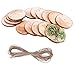 BTOOP 50 Pieces Wood Slices with Holes Natural Unfinished Predrilled DIY Round Discs Ornaments Tree Bark Wooden Circles with 33 Feet Natural Jute Twine Holes Round Log Discs 1.96 Inch - 2.36 Inch