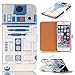 R2D2 Robot Pattern Slim Wallet Card Flip Stand PU Leather Pouch Case Cover For 2014 Apple iphone 6 4.7 inch