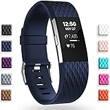 GEAK for Fitbit Charge 2 Bands, Adjustable Replacement Sport Accessory Strap Bands for Fitbit Charge 2, Small Diamond-Navy blue