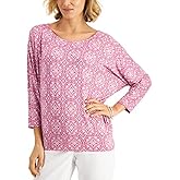 JM Women's Printed Banded-Hem Top