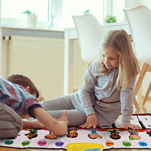 Tencoz Musical Piano Mat, Kids Portable Piano Keyboard Mat 8 Different Musical Instruments Build-in Speaker & Recording Function with 10 Melodies Educational Toy Best Gift for Kids Baby