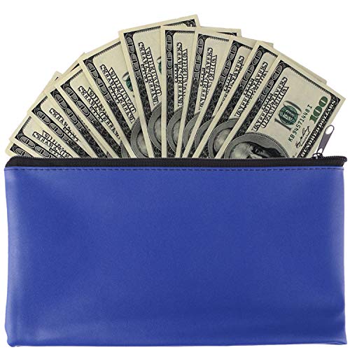 Tongnian 12 Pieces Bank Bag Money Pouch Security Bank Deposit Bag with Zipper for Cash Money, Check Wallet, Cosmetics, Tools 11x6 inch (Black +Blue) (Blue)