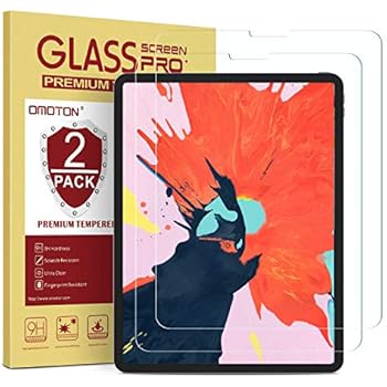 OMOTON [2 Pack] Screen Protector for iPad Pro 12.9 2018 (3rd Gen) [Work with Face ID & Apple Pencil] - Tempered Glass/High Definition / 9 Hardness