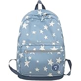HOKMAH Y2K Backpack Women Men, Cute Daypack Grunge Stars Vintage Chic Trendy Design Bookbag Backpack Daily Use Hiking Trip (blue)