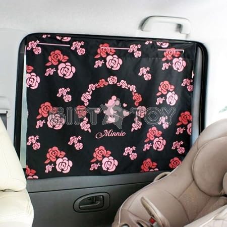 Amazon ディズニー ミニーマウス シルエット カーサイドウィンドウカーテンスタイル サンシェード 2点 ローズ サイドバイザー 車 バイク