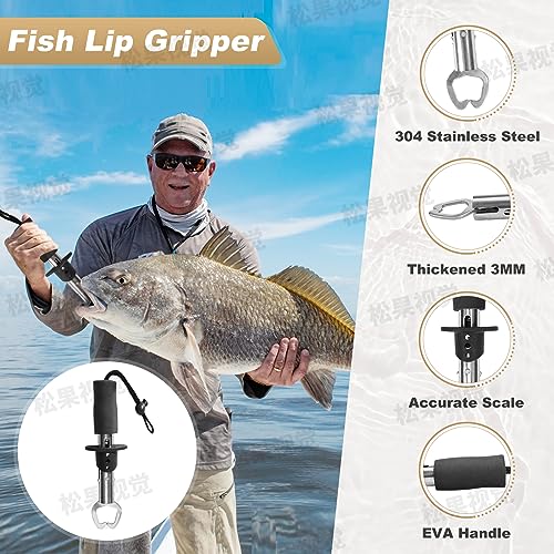 Fishing Pole Set, 2PACK 2.1M/6.9Ft Collapsible Fishing Rod with Spinning Reel Lures Set,Fish Lip Gripper and Tackle Bag, Saltwater Freshwater Telescopic Fishing Kit for Beginner Adults