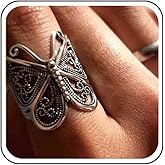Yheakne Punk Butterfly Ring Gold Butterfly Wrap Ring Adjustable Butterfly Finger Rings Open Filigree Animal Rings Jewelry for Women