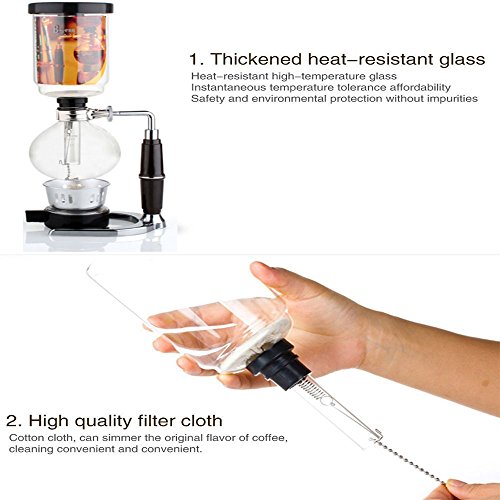 Syphon Coffee Maker Japanese Style Vacuum Glass Siphon Pot Percolators 1-3 Cups Siphon Coffee Maker (Syphon) (Coffee Maker)(Hand-grinding coffee beans machiner)