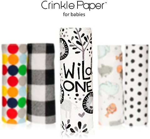 Hyak Designs Crinkle Paper for Babies | Sensory Development Toy | Baby Boy Girl | Modern Minimalist Crinkly Toy | Toddler Toy | Made in America Monochrome Infant Soother (Wild Ones) -1 Paper