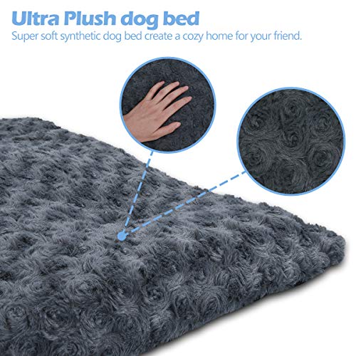 INVENHO Dog Bed Kennel Crate pad Comfortable Soft Anti Slip Washable for Large Medium Small Dogs and Cats(Blue,30-Inch) - Thumbnail 2