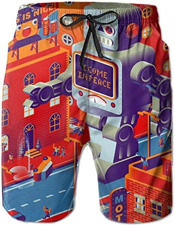 YUnMM Cartoon Robot World Man Comfortable Shorts