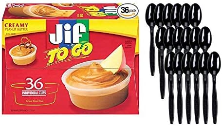 Jif Creamy Peanut Butter, 36 Count with 36 Individually Wrapped Spoons (InPrimeTime Exclusive)