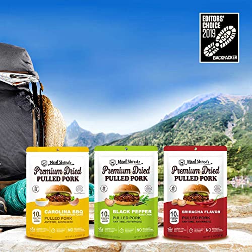 Meat Shredz Premium Dried Pulled Pork (Variety, 6 Pack) Gluten Free High Protein & Low
