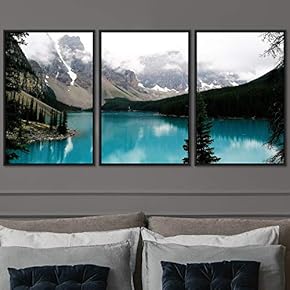 signwin 3 Piece Framed Canvas Wall Art Lake...