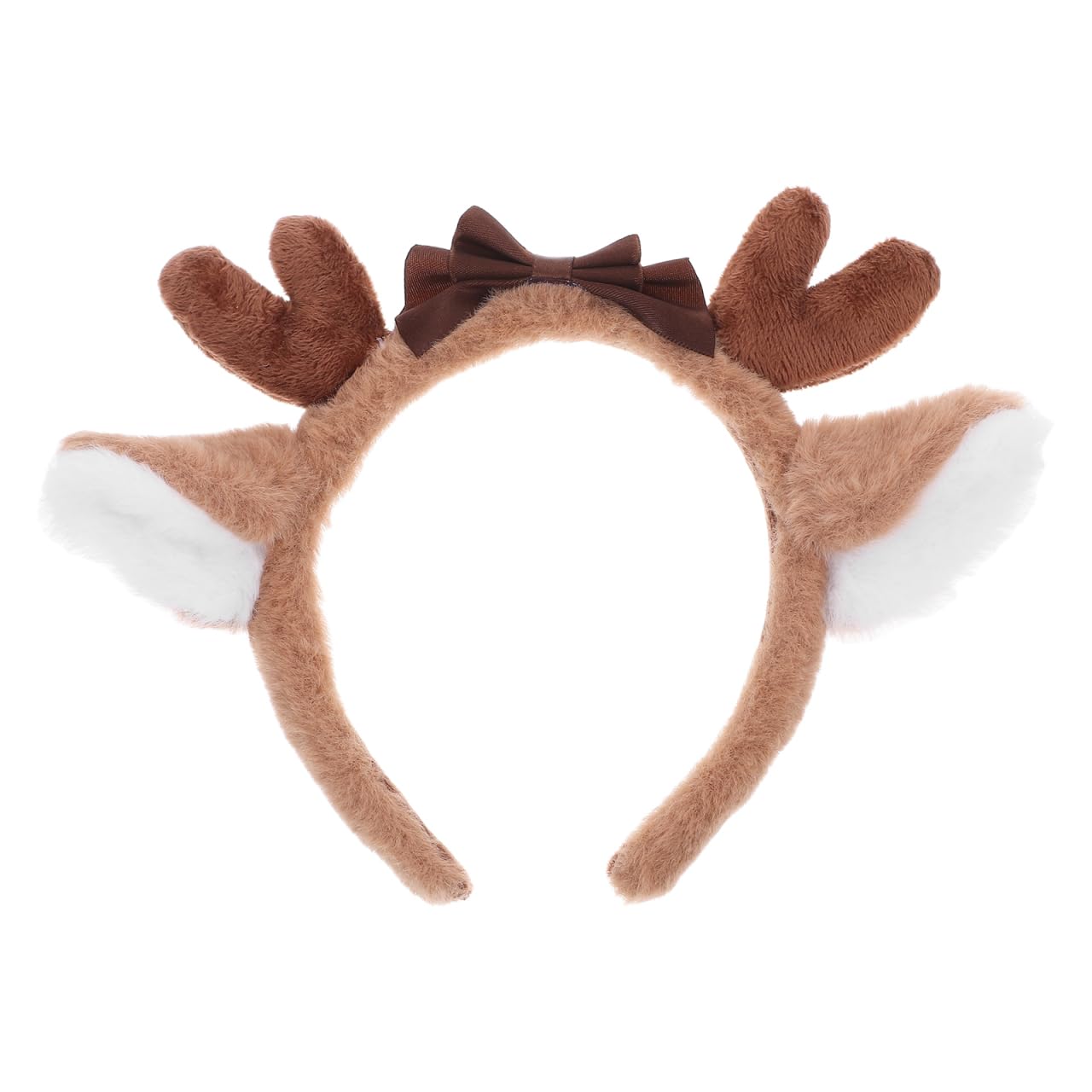 minkissy Deer Ear Headband Christmas BoBo Antlers Headband Plush Reindeer Bow Christmas Hat Cosplay Deer Hair Accessories Hairband Cosplay Christmas Party for Boy Girls