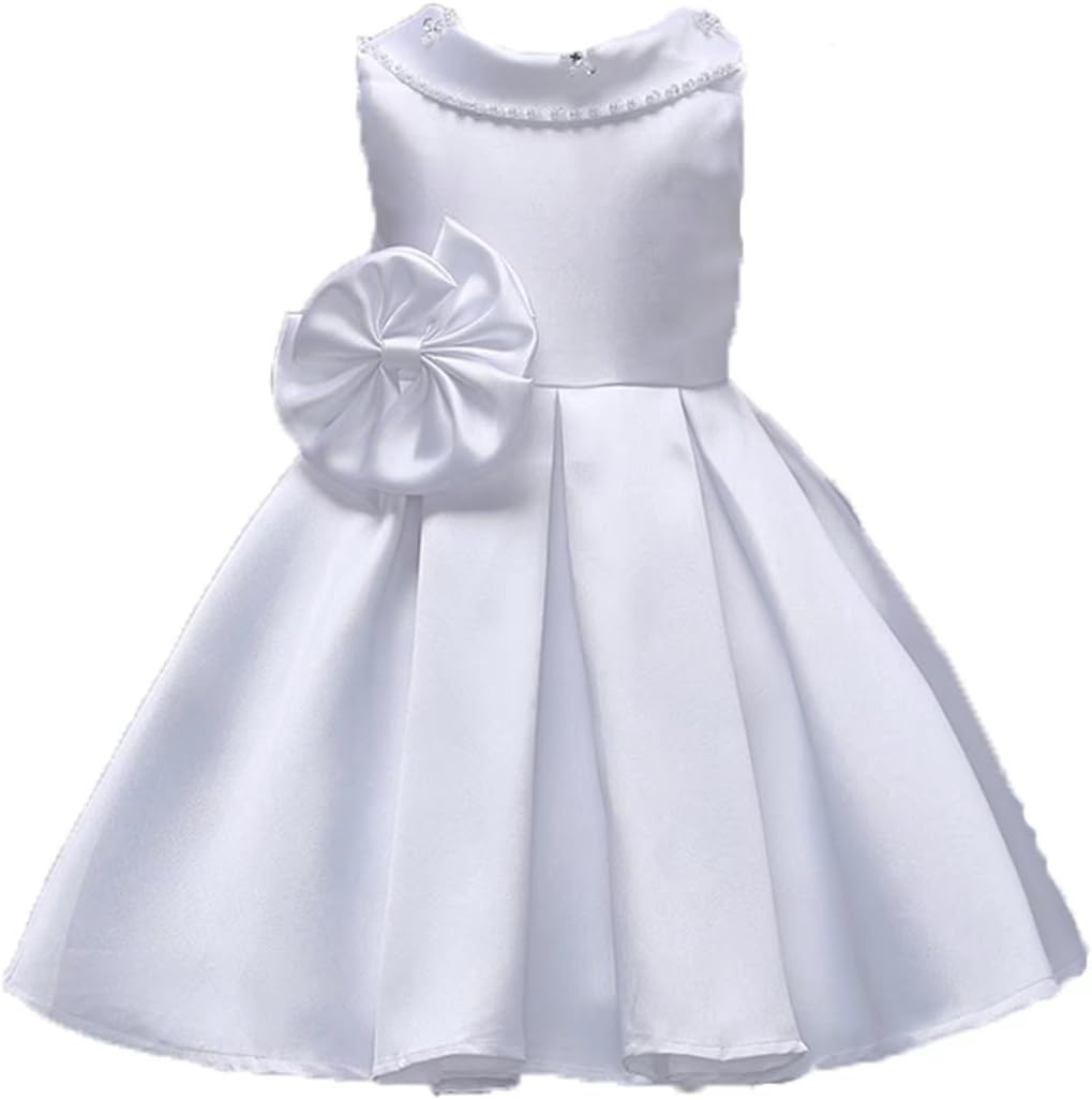 kids Showtime Flower Girls Embroidered Flower Bowknot Birthday Party Dress Christmas Gowns